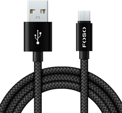 

FOSO Type C USB Data Cable Nylon Braided Cable For Charging & Sync Data to Android SmartPhones USB Type C Cable(All Phones With Type C port, Black, Sync and Charge Cable)