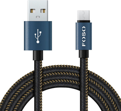 

FOSO Type C USB Data Cable Jean Cloth Denim Cable For Charging & Sync Data to Android SmartPhones USB Type C Cable(All Phones With Type C port, Black, Sync and Charge Cable)