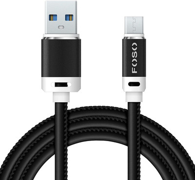 

FOSO Type C USB Data Cable PU Leather Cable For Charging & Sync Data to Android SmartPhones USB Type C Cable(All Phones With Type C port, Black, Sync and Charge Cable)