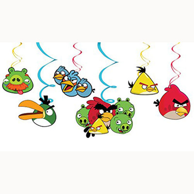 

PARTY PROPZ Multicolor ANGRY BIRD BIRTHDAY DECORATION/ SWIRLS HANGING SET OF 6/ ANGRY BIRD PARTY SUPPLIES - 6 g