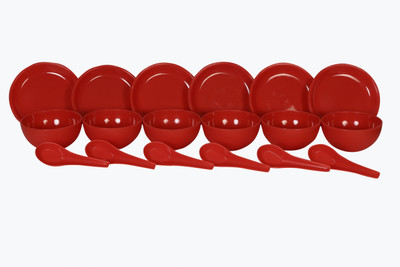 

Sugam Soupset18pcs-Red Serving Bowl Pack of 18 Dinner Set(Plastic)