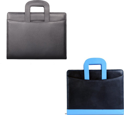 

COI leatherite black and black/blue file folder and resume folder for documents and certificate for office executive folder and interview document file and folders for students with Free calculator writing pad and pen ( set of 2 )(Set Of 2, Black, Blue)