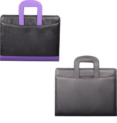 

COI leatherite black and purple/black file folder and resume folder for documents and certificate for office executive folder and interview document file and folders for students with Free writing pad and pen ( set of 2 )(Set Of 2, Black, Purple)
