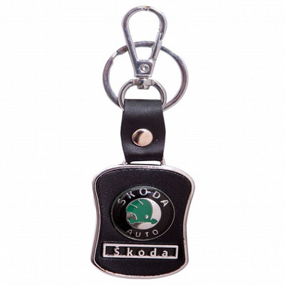 

eShop24x7 SKODA leather imported key ring chrome car logo Key Chain
