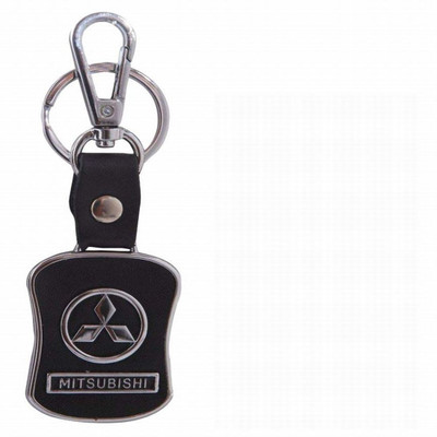 

eShop24x7 MITSUBISHI leather imported key ring chrome car logo Key Chain