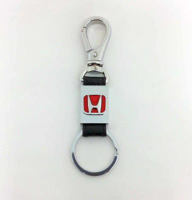 

eShop24x7 HONDA Combo Leather & Steel Imported Chome Plated Locking Carabiner Car Logo keyring fob Key Chain