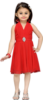 

Aarika Girls Midi/Knee Length Party Dress(Red, Sleeveless