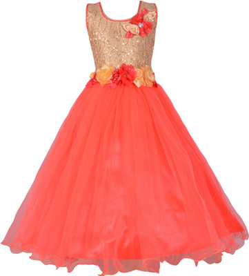 

Aarika Girls Maxi/Full Length Party Dress(Pink, Sleeveless, Gajri
