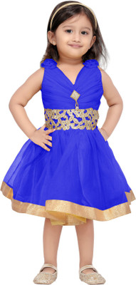 

Aarika Girls Midi/Knee Length Party Dress(Blue, Sleeveless