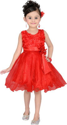 

Aarika Girls Midi/Knee Length Party Dress(Red, Sleeveless