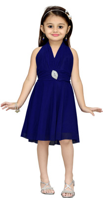 

Aarika Girls Midi/Knee Length Party Dress(Dark Blue, Sleeveless