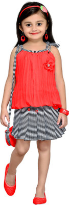 

Aarika Girls Festive & Party Top and Skirt Set(Red Pack of 1, Gajri