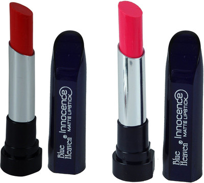 

AV Blue Heaven Combo of 2pc Innocence Matte Lipstick 3.5 GM (RED ORANGE-01)( PINK-12)(Red Orange, Pink, 3.5 g)