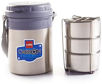 

Cello Carbon 3 Containers Lunch Box(750 ml), Grey