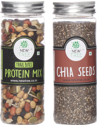 

New Tree Trail Bites Protein Mix & Chia Seeds Pack Of 2 Assorted Nuts(370 g, Plastic Bottle)