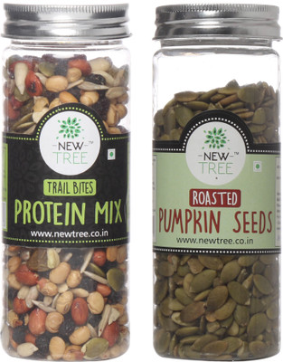 

New Tree Trail Bites Protein Mix & Roasted Pumpkin Seeds Pack Of 2 Assorted Nuts(320 g, Plastic Bottle)