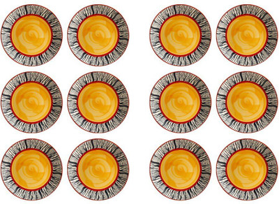 

caffeine Quarter Plate 7 Inch Ceramic/Stoneware in Amber Abstract Handmade Dinner Plates(Pack of 12)