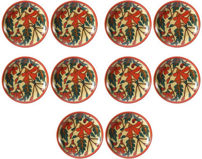 

caffeine Quarter Plate 7 Inch Ceramic/Stoneware in Orange Kohbar Handmade Dinner Plates(Pack of 10)