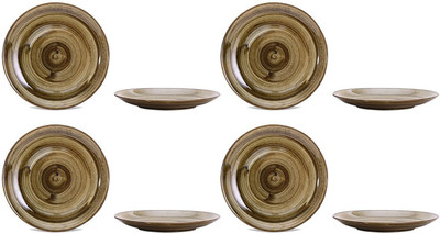 

caffeine Quarter Plate 7IN Ceramic/Stoneware in Brown Metallic (Set of 8) Handmade Dinner Plates(Pack of 8)