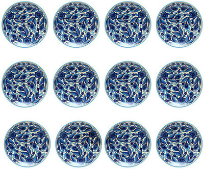 

caffeine Dinner Plate 10 Inch Ceramic/Stoneware in Blue Flora Handmade Dinner Plates(Pack of 12)
