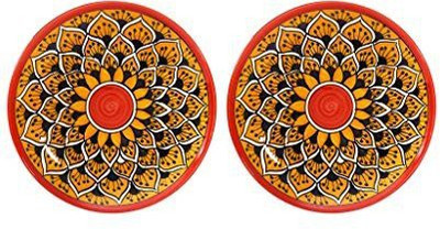 

caffeine Quarter Plate 7 Inch Ceramic/Stoneware in Orange Morocco Handmade Dinner Plates(Pack of 2)