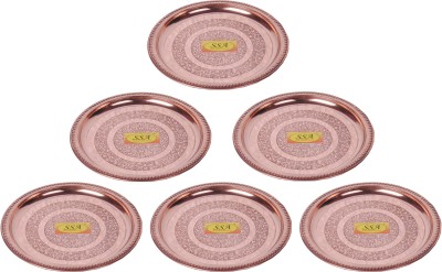 Shivshakti Arts Set Of 6 Handmade Pure Plate Round Shaped embossed design small Half Plate(Pack of 6)