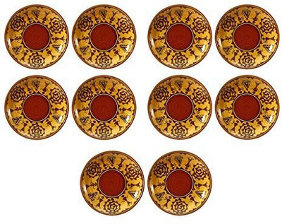 

caffeine Quarter Plate 7 Inch Ceramic/Stoneware in Mustard Romani Handmade Dinner Plates(Pack of 10)