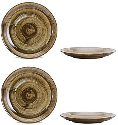 

caffeine Quarter Plate 7IN Ceramic/Stoneware in Brown Metallic (Set of4) Handmade Dinner Plates(Pack of 4)