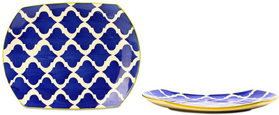 

caffeine Snack Plate 10IN Ceramic/Stoneware in Blue Umrao (Set of 2) Handmade Dinner Plates(Pack of 2)