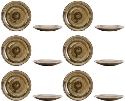 

caffeine Quarter Plate 7IN Ceramic/Stoneware in Brown Metallic (Set of 12) Handmade Dinner Plates(Pack of 12)