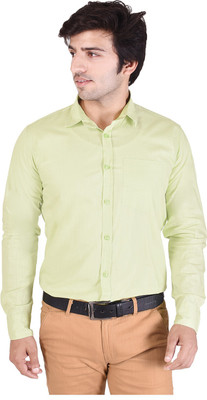 Mc-john Men Solid Casual Green Shirt