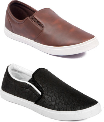 

Asian M-2018 & STATUS Slip On Sneakers For Men(Multicolor, Black::brown