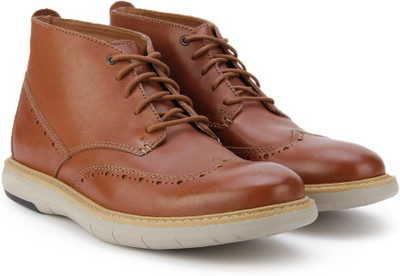 

Clarks Flexton Mid Tan Leather Boots For Men(Tan