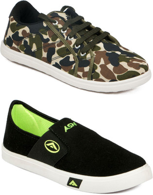 

Asian MR-131 & SKYPY Canvas Shoes For Men(Green, Black, Black::green