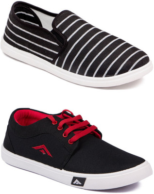 

Asian MR-111 & TRAINER Canvas Shoes For Men(Black, Black, Red