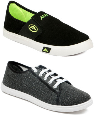

Asian MR-102 & Skypy Canvas Shoes For Men(Black, Black, Black::green
