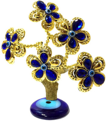 

Starstell Feng Shui Evil Eye With Blue Flower Decorative Tree For Protection, Wealth and Achievement Decorative Showpiece - 13 cm(Polyresin, Multicolor)