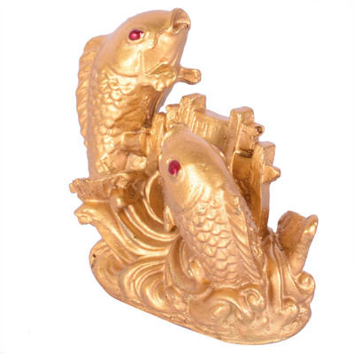 

Vyne Vastu / Feng Shui double Fish For Good Luck And Prosperity Decorative Showpiece - 6 cm(Polyresin, Gold)