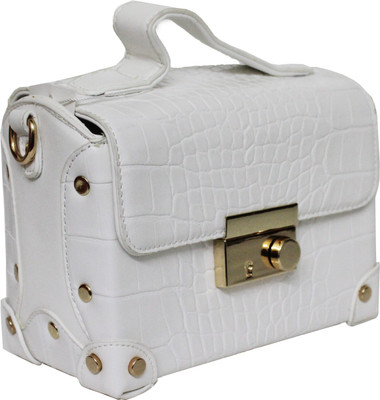 

Ravi Collections Girls Casual White PU Sling Bag