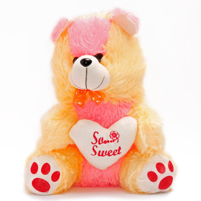paribazaar Yellow Teddy - 30 cm(Yellow, Pink), Pink;yellow