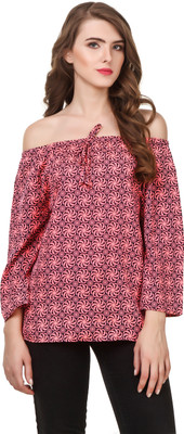 Wiser Casual 3/4 Sleeve Embroidered Women Red Top Wiser Casual 3/4 Sleeve Embroidered Women Red Top