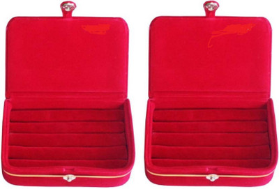 

MOTHERLAND Velvet Ring Box (Set of 2) jewellery kit Vanity Box(Red, Maroon)