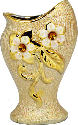 Stealodeal Gold Fish Face Style Flower Pot Pottery Vase(4.7 inch, Gold)