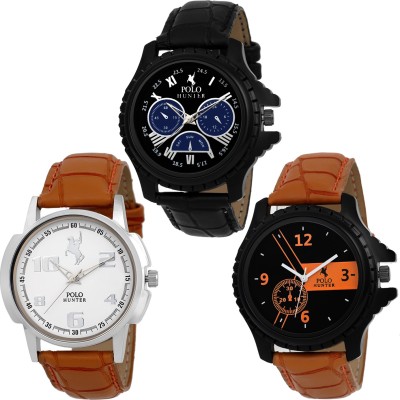 POLO HUNTER New-312223 Pack Of 3 Exclusive Modest Watch  - For Men   Watches  (Polo Hunter)