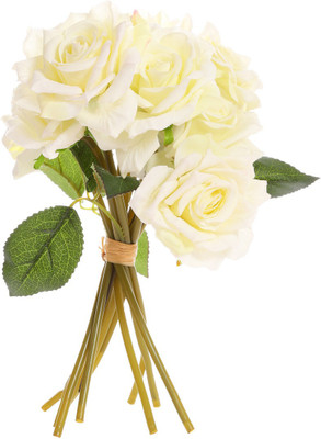 

Trendzy Trendzy Artificial White Rose Bouquet Set Of 10 Roses (H -15 x L -29 x W -20 cms) … White Rose Artificial Flower(29 inch, Pack of 10)