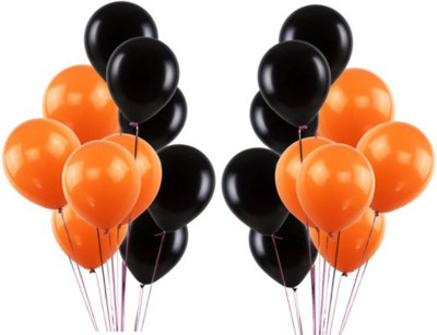 

PartyballoonsHK Solid Metallic Black & Orange Color Birthday Party Balloon(Black, Orange, Pack of 100)