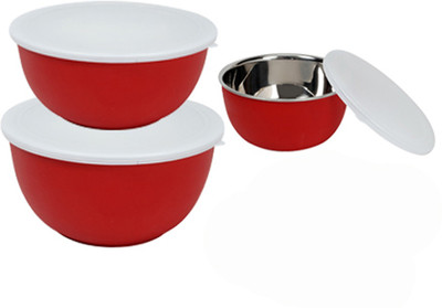 

Elegante Plastic, Stainless Steel Bowl Set(Maroon)