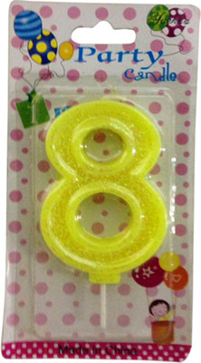 

Funcart Neon Yellow Glitter Eight numerical cake Candle(Yellow, Pack of 1)