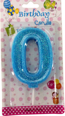 

Funcart Blue Glitter Zero Numerical cake Candle(Blue, Pack of 1)