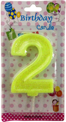 

Funcart Neon Yellow Glitter two numerical cake Candle(Yellow, Pack of 1)
